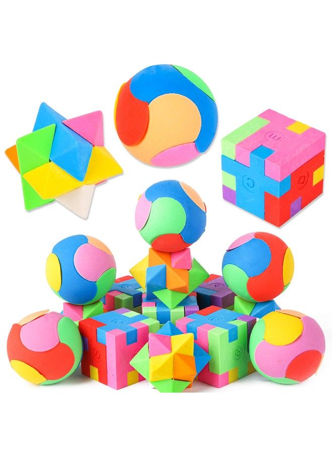 PROLOSO 15 Pcs Puzzle Cube Pencil Erasers Kids Party Favors Classroom Student Prizes Brain Teasers - Image 1