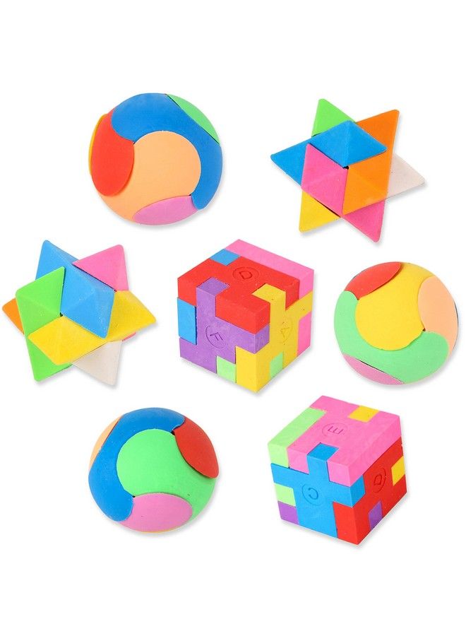 PROLOSO 15 Pcs Puzzle Cube Pencil Erasers Kids Party Favors Classroom Student Prizes Brain Teasers - Image 5