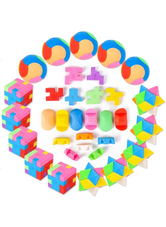 PROLOSO 15 Pcs Puzzle Cube Pencil Erasers Kids Party Favors Classroom Student Prizes Brain Teasers - Image 4