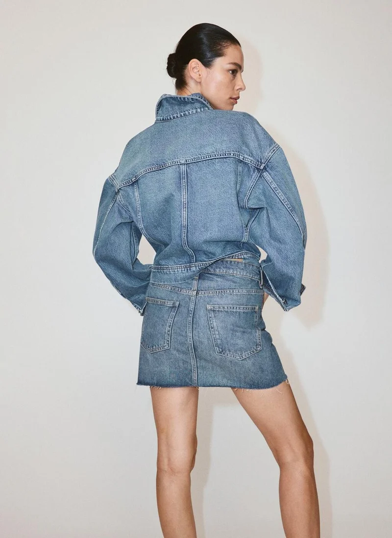 مانجو Mid-Rise Denim Skirt