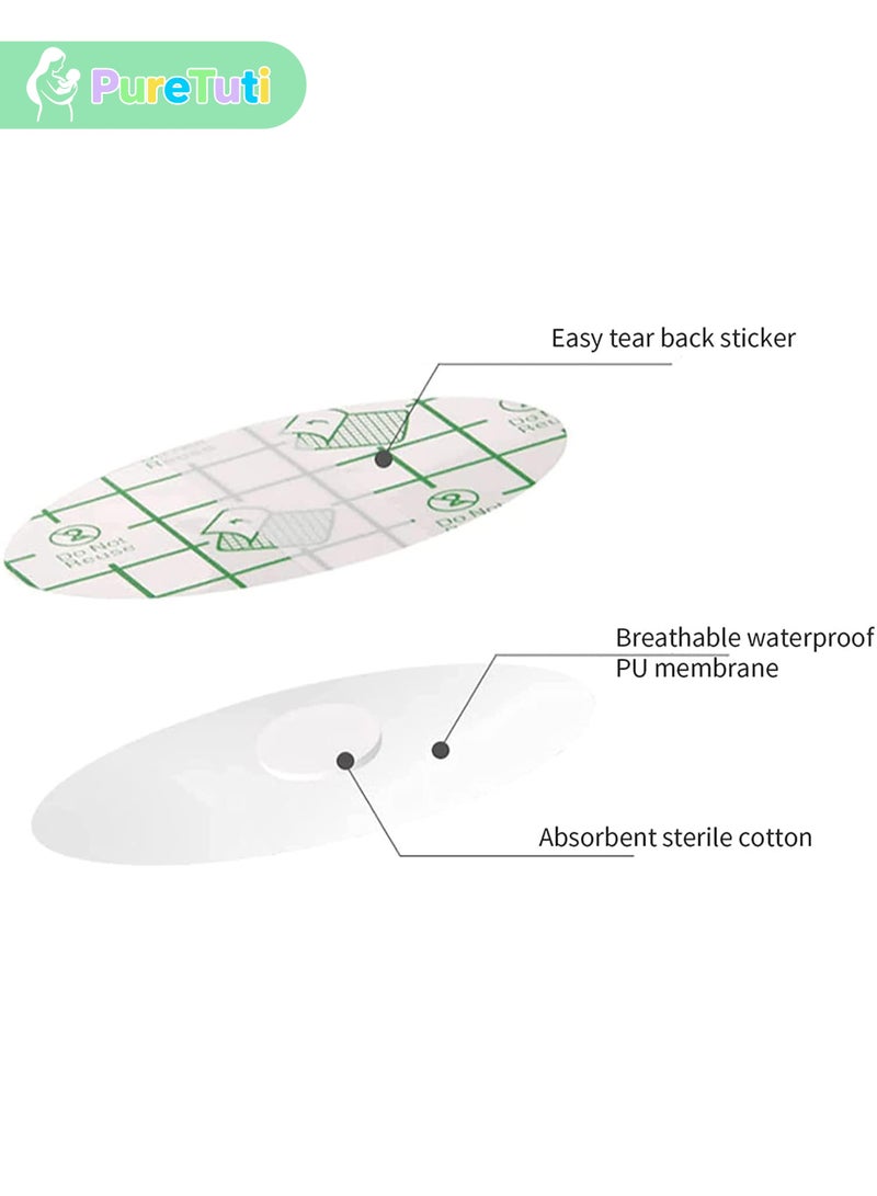 طفل نقي غطاء ملصقات أذن للأطفال مقاوم للماء، واقي أذن للأطفال، حماية أذن حديثي الولادة للاستحمام والسباحة وركوب الأمواج والغطس وغيرها من الرياضات المائية مقاس الأطفال: عبوة من 60 قطعة - Image 2
