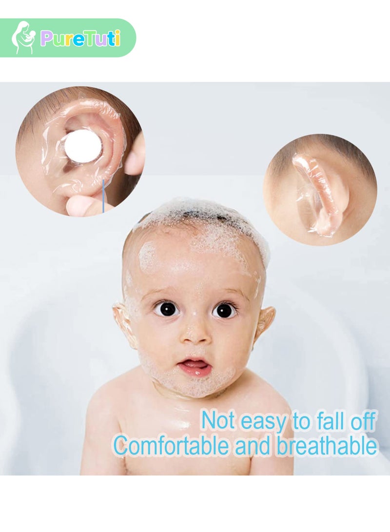 طفل نقي غطاء ملصقات أذن للأطفال مقاوم للماء، واقي أذن للأطفال، حماية أذن حديثي الولادة للاستحمام والسباحة وركوب الأمواج والغطس وغيرها من الرياضات المائية مقاس الأطفال: عبوة من 60 قطعة - Image 5