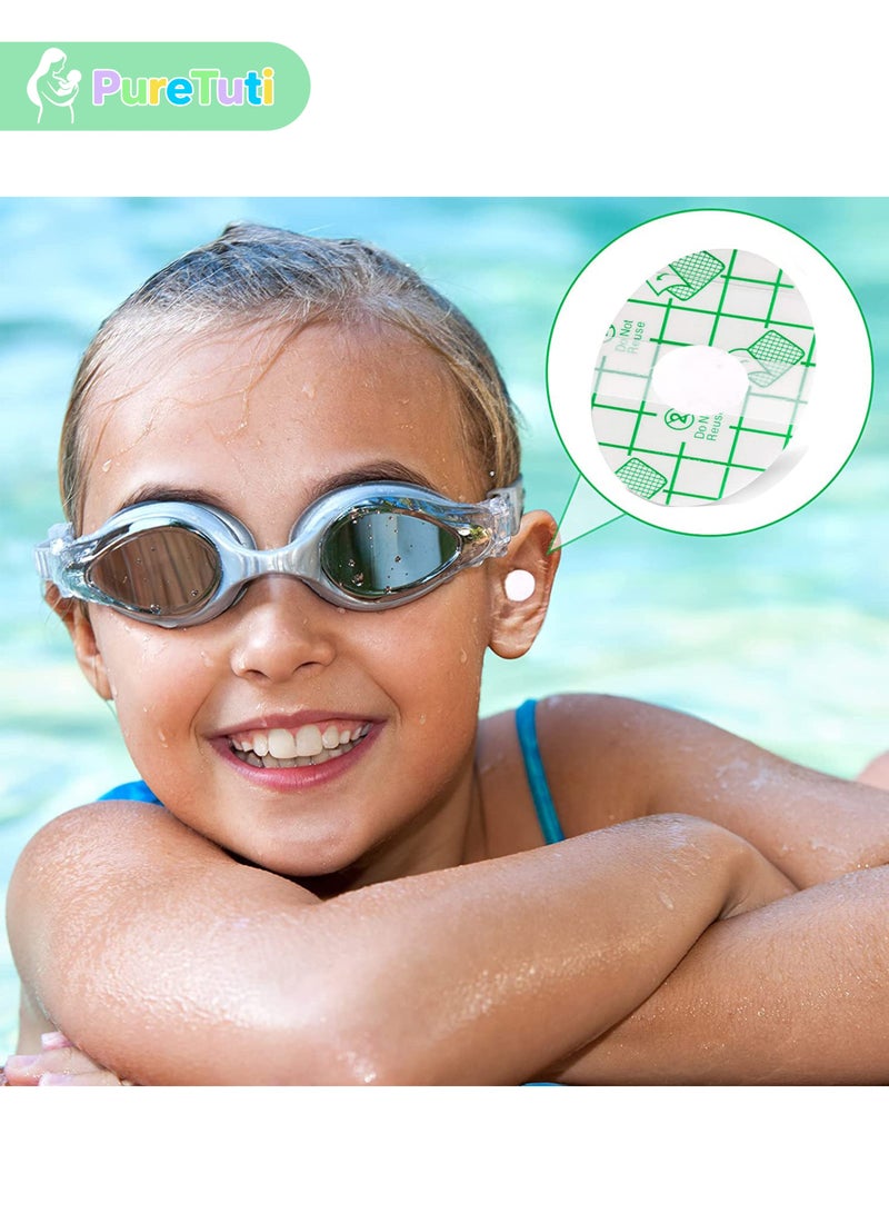 طفل نقي غطاء ملصقات أذن للأطفال مقاوم للماء، واقي أذن للأطفال، حماية أذن حديثي الولادة للاستحمام والسباحة وركوب الأمواج والغطس وغيرها من الرياضات المائية مقاس الأطفال: عبوة من 60 قطعة - Image 4