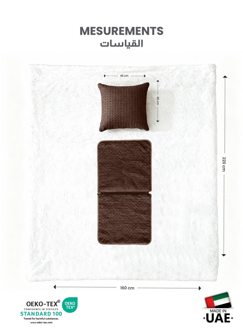 Cotton home بطانية قطن هوم® DIY، بطانية شيربا 220x240 سم - بطانية فخمة فائقة النعومة للدفء والراحة القصوى، مع غلاف بسحاب يتحول إلى وسادة، بني - Image 2
