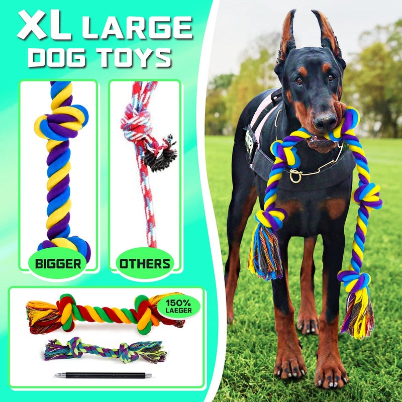 SHARLOVY XL Dog Chew Toys for Aggressive Chewers Large Breed, 14 Pack Tough Indestructible Dog Toys for Aggressive Chewers, Durable Puppy Chew Toys for Teething, Heavy Duty Cotton Dog Rope Toys for Large Dogs - Image 2