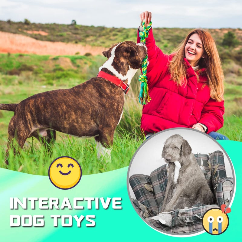 SHARLOVY XL Dog Chew Toys for Aggressive Chewers Large Breed, 14 Pack Tough Indestructible Dog Toys for Aggressive Chewers, Durable Puppy Chew Toys for Teething, Heavy Duty Cotton Dog Rope Toys for Large Dogs - Image 5