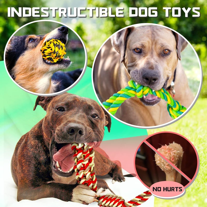 SHARLOVY XL Dog Chew Toys for Aggressive Chewers Large Breed, 14 Pack Tough Indestructible Dog Toys for Aggressive Chewers, Durable Puppy Chew Toys for Teething, Heavy Duty Cotton Dog Rope Toys for Large Dogs - Image 3