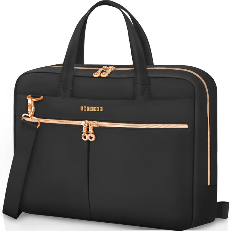 Ferkurn Laptop Bag Case 17 17.3 Inch Women Men Computer Bag Compatible with HP Envy Pavilion Omen/LG Gram/MSI/Dell XPS/Thinkpad/TUF Vivobook/Acer, Shoulder Strap Messenger Briefcase, Black - Image 1