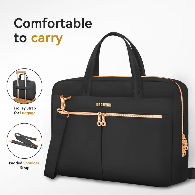 Ferkurn Laptop Bag Case 17 17.3 Inch Women Men Computer Bag Compatible with HP Envy Pavilion Omen/LG Gram/MSI/Dell XPS/Thinkpad/TUF Vivobook/Acer, Shoulder Strap Messenger Briefcase, Black - Image 5