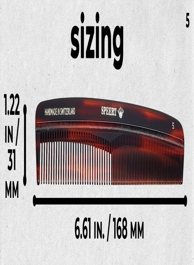 Speert #5 Handmade Wide Narrow Tooth Comb Tortoise Havana Acetate Thick Coarse Curly Thin Fine Straight Hair Detangling Parting Grooming Teasing Styling Hairdresser Barber Hairdressing Wet Dry Pocket - Image 3