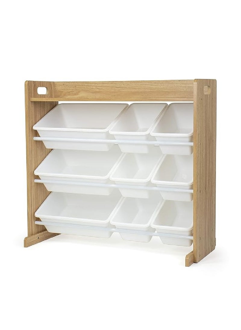 Homesmiths Homesmiths Natural Wood/White Toy Organizer with Shelf and 9 Storage Bins D39.37cm x W86.36cm x H78.74cm  - Image 1