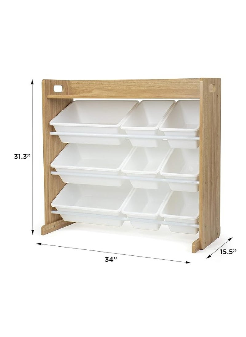 Homesmiths Homesmiths Natural Wood/White Toy Organizer with Shelf and 9 Storage Bins D39.37cm x W86.36cm x H78.74cm  - Image 4