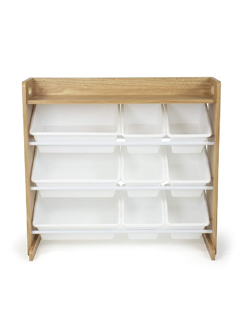 Homesmiths Homesmiths Natural Wood/White Toy Organizer with Shelf and 9 Storage Bins D39.37cm x W86.36cm x H78.74cm  - Image 2