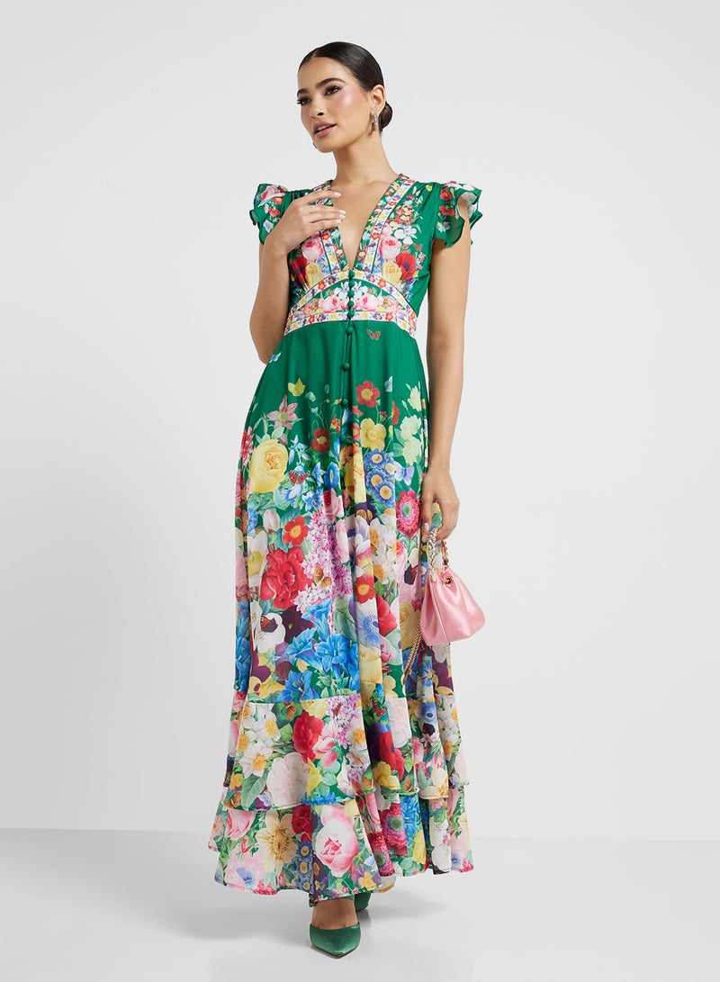 خزانة فستان ماكسي بطبعة زهور - Image 1