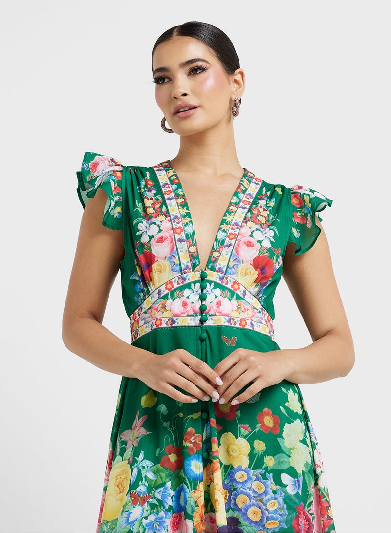 خزانة فستان ماكسي بطبعة زهور - Image 3