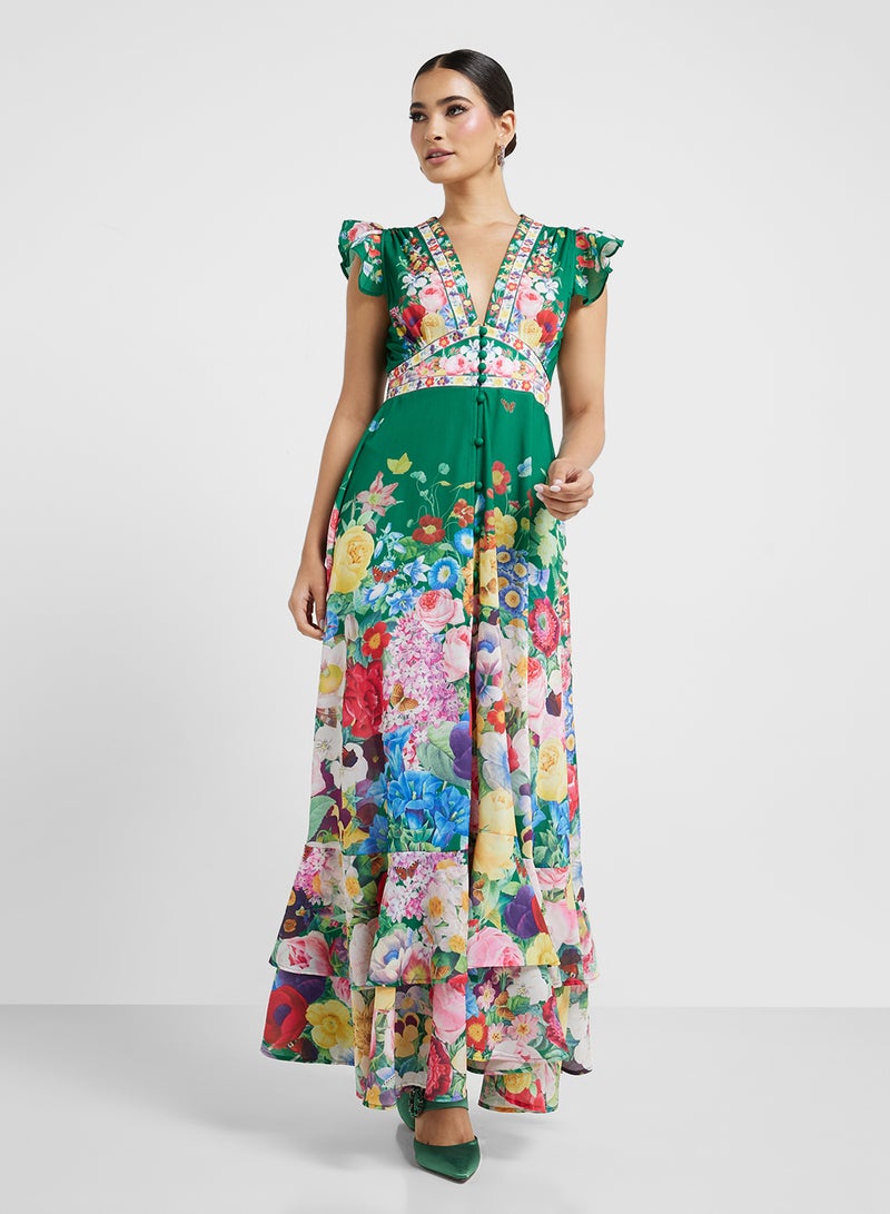 خزانة فستان ماكسي بطبعة زهور - Image 4