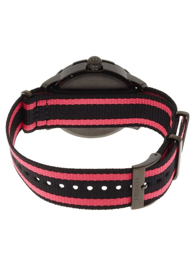 TISSOT Quickster Black Dial Black and Hot Pink Nylon Ladies Watch - Image 3