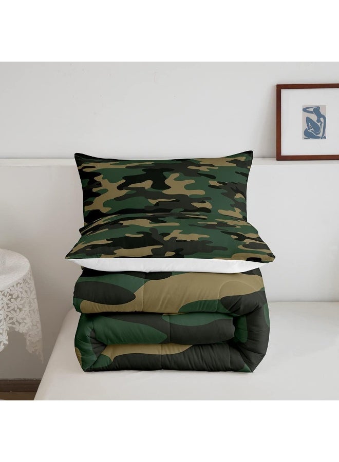 Feelyou Kids Boys Camo Comforter Set Army Camouflage Lightweight Bedding Set for Girls Teens Youth Man Colorful Pattern Art Decor Comforter Black Green Yellow Quilt Set with 2 Pillowcases 3Pcs Bedding Queen - Image 5