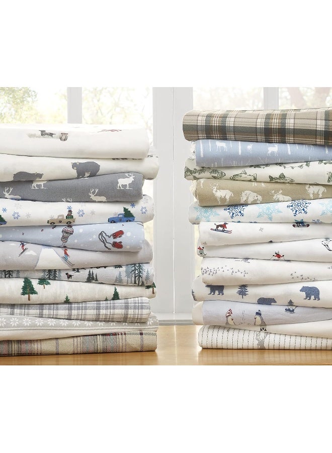 Eddie Bauer Twin Sheets Cotton Flannel Bedding Set Brushed For Extra Softness Cozy Home Decor Bear Trees Twin - Image 3