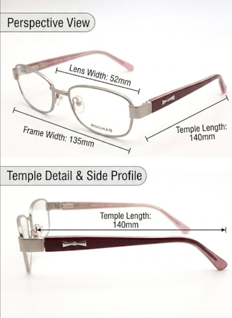 روشاس نظارة طبية نسائية من Rochas موديل R09162/M C04 نصف إطار شكل مستطيل معدن - Image 4