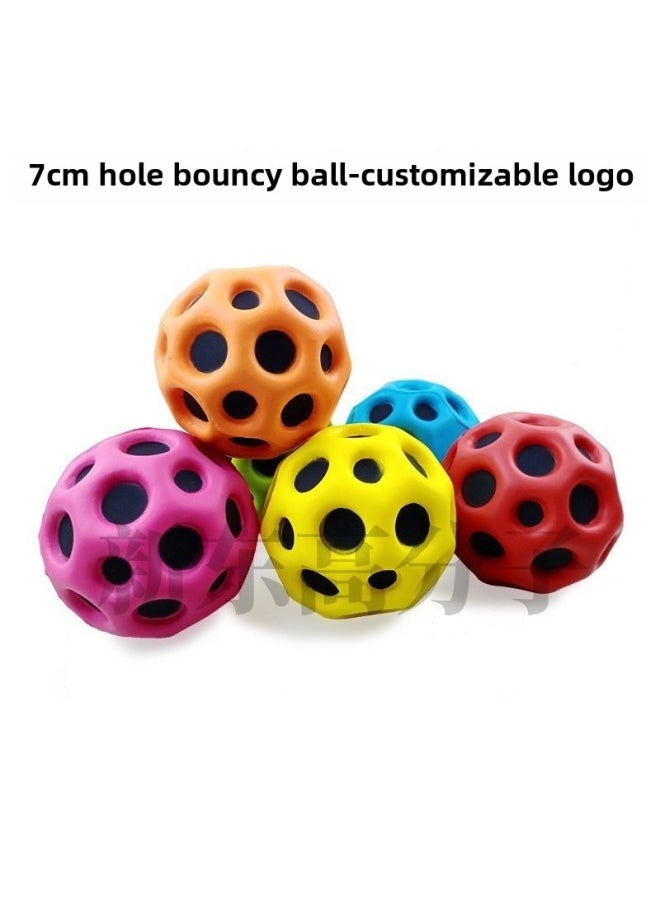 Generic Polyurethane PU Foam Glossy Ball 4.0 5.0 6.3 7 9cm Glossy Ball Rugby Baseball Football Basketball-Color:7cm Hole Bouncy Ball (80g)  - Image 1