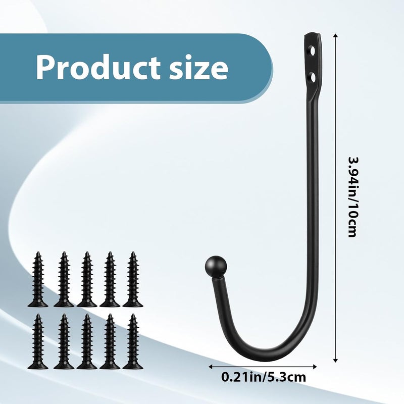 Bremorou 4 Pcs Curtain Holders for Wall, Decorative Curtain Drapery Holdbacks Curtain Holdback Hooks Wall Mounted Curtain Tie Holders U Shaped Curtain Pull Backs Black, Come with Screws - Image 2