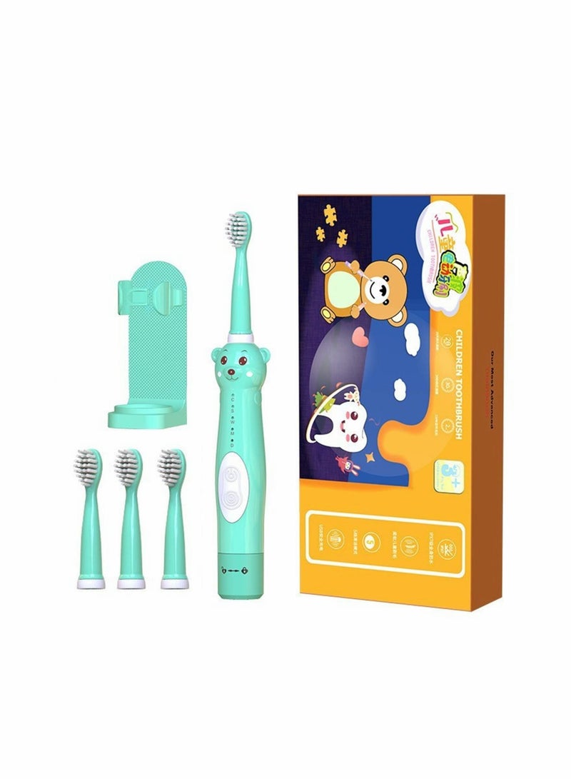 Y&D Kids Sonic Electric Toothbrush, Cute Bear Rechargeable Toothbrush for Children, Boys Girls Age 3-12 with 30s Reminder, 2 Min Timer, 5 Modes, 4 Brush Heads, - Image 1