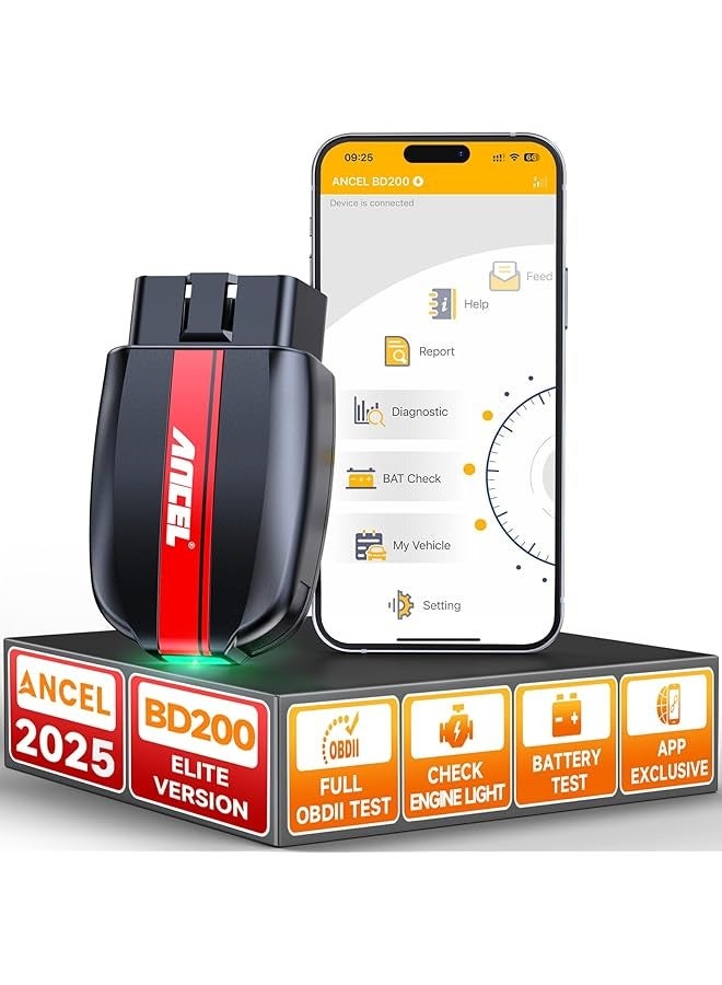 Ancel BD200 OBD2 Scanner Bluetooth, Code Reader for Vehicles & Check Engine Diagnostic Scan Tools with Battery Test, Exclusive App On iOS & Android, Wireless OBDII Adapter Works for 1996 & Newer Cars  - Image 1