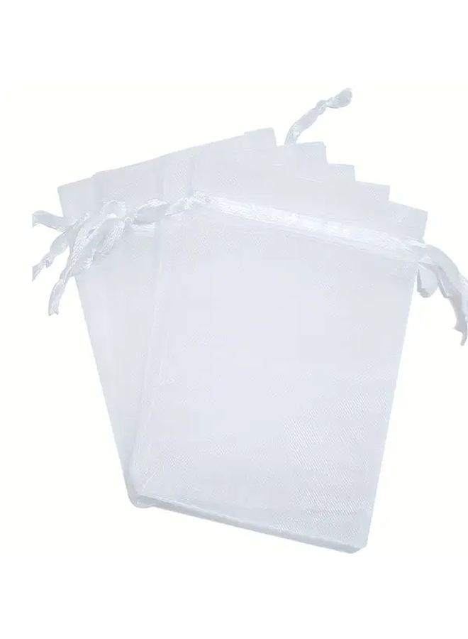 White Organza Drawstring Bags 100pcs Perfect For Wedding Party Christmas Favors - Image 5