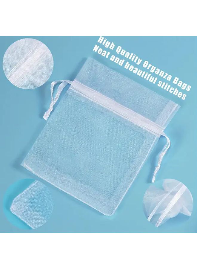 White Organza Drawstring Bags 100pcs Perfect For Wedding Party Christmas Favors - Image 4