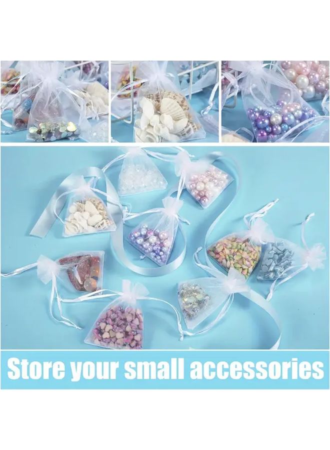 White Organza Drawstring Bags 100pcs Perfect For Wedding Party Christmas Favors - Image 2