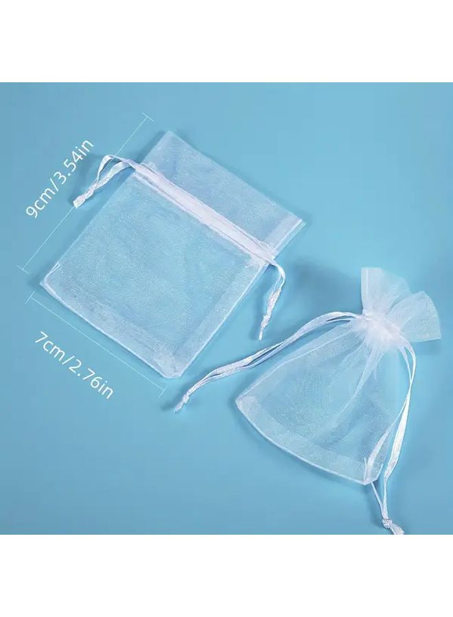 White Organza Drawstring Bags 100pcs Perfect For Wedding Party Christmas Favors - Image 3