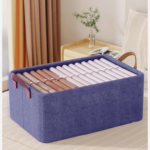 RENVA 6 PCS Collapsible Fabric Storage Cubes Organizer With Handles Foldable Storage Baskets For Organizing Toys,Books,Shelves,Closet,Large Storage Box With Handles,47 X 28 X 20 Cm (BLUE, 6) - Image 4