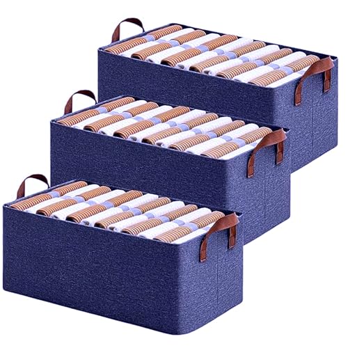 RENVA 6 PCS Collapsible Fabric Storage Cubes Organizer With Handles Foldable Storage Baskets For Organizing Toys,Books,Shelves,Closet,Large Storage Box With Handles,47 X 28 X 20 Cm (BLUE, 6) - Image 5