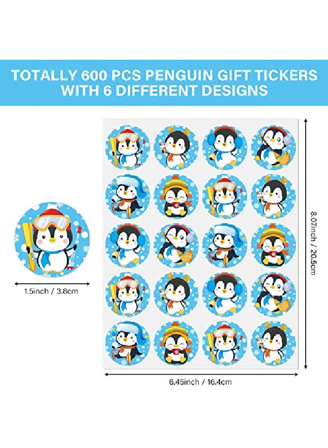 Chinco 600 Pieces Penguin Stickers Winter Penguin Stickers Sheets Penguin Classroom Stickers Decals Seals Cards For Kids Birthday Party Baby Shower Classroom Rewards Party Favor 1.5 Inches - Image 3