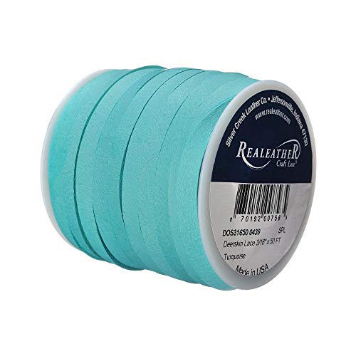 Realeather Silver Creek Leather Co Realeather Deerskin Leather Lace for Crafts and Jewelry Making, 3/16" x 50', Turquoise - Image 2