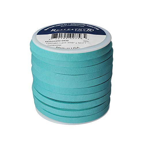 Realeather Silver Creek Leather Co Realeather Deerskin Leather Lace for Crafts and Jewelry Making, 3/16" x 50', Turquoise - Image 1