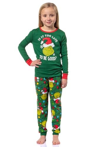 Dr. Seuss How GRINCH Stole Christmas Lights Sleep Pajama Set (Kids, 8, Small) - Image 3