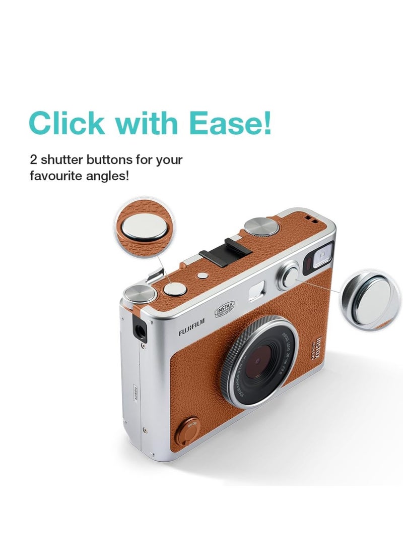FUJIFILM Instax Mini EVO Hybrid Brown Instant Camera + Fujifilm Instax Mini Contact Sheet 20 Sheets and Cleaning Cloth  - Image 4