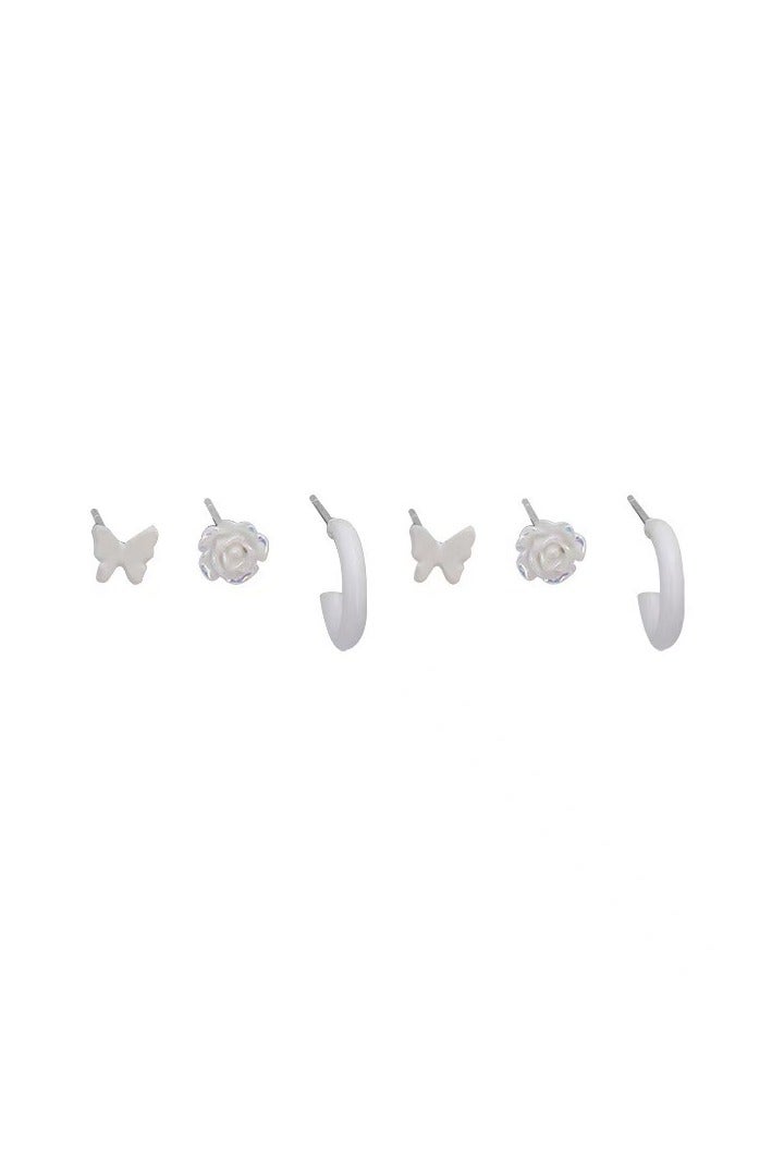 Goolsky Heart, Butterfly & Flower Earring Set – 3 Pairs Dainty Studs for Girls, Korean Aesthetic, Minimalist & Cute - Image 4