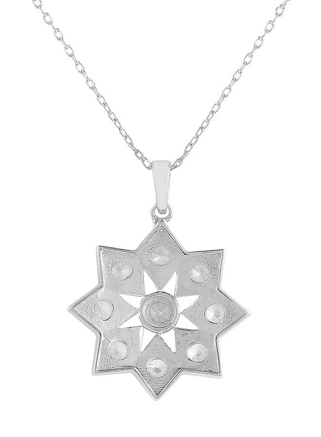 فويلا 925 Sterling Silver CZ Flower Shape Diamond Pendant