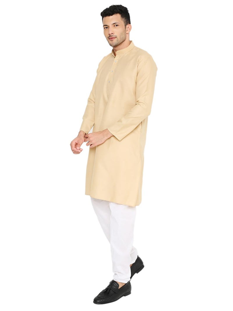 Maharaja Magic Cotton Solid Kurta in Khaki for Men[MSKurta1113-42] - Image 3