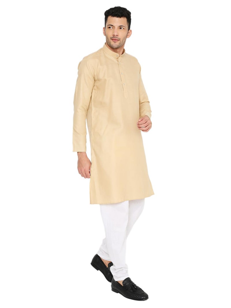 Maharaja Magic Cotton Solid Kurta in Khaki for Men[MSKurta1113-42] - Image 4