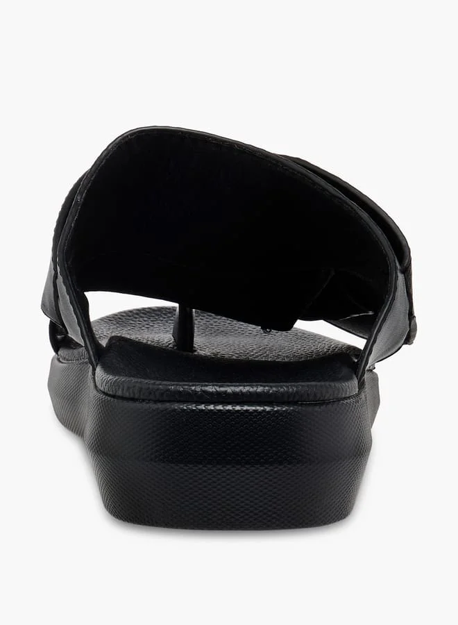 LBL by Shoexpress Men Textured Slip-On Arabic Sandals with Toe Loop Detail