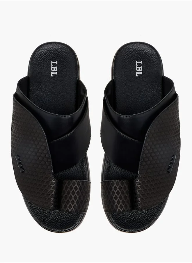 ال بي ال من شو اكسبرس Men Textured Slip-On Arabic Sandals with Toe Loop Detail