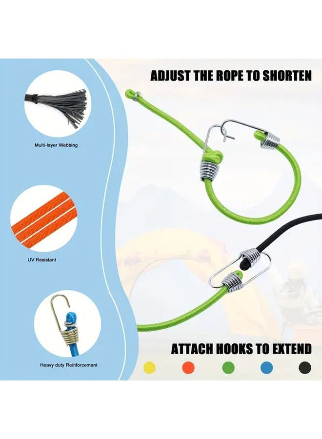 12pcs Rubber And Metal Elastic Cords With Hooks 10 Inch Adjustable For Luggage Car Rack - Image 4