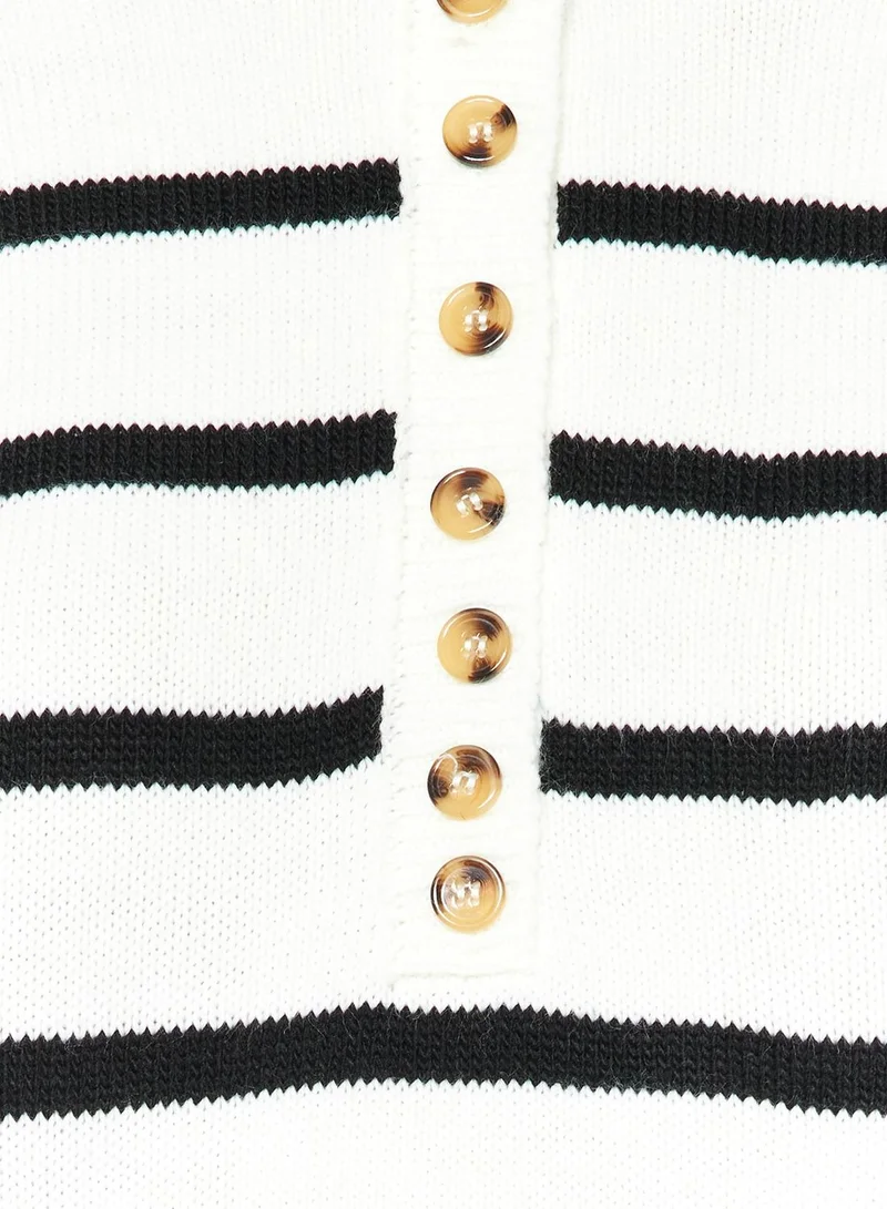 trendyol Buttoned Neck Striped Sweater