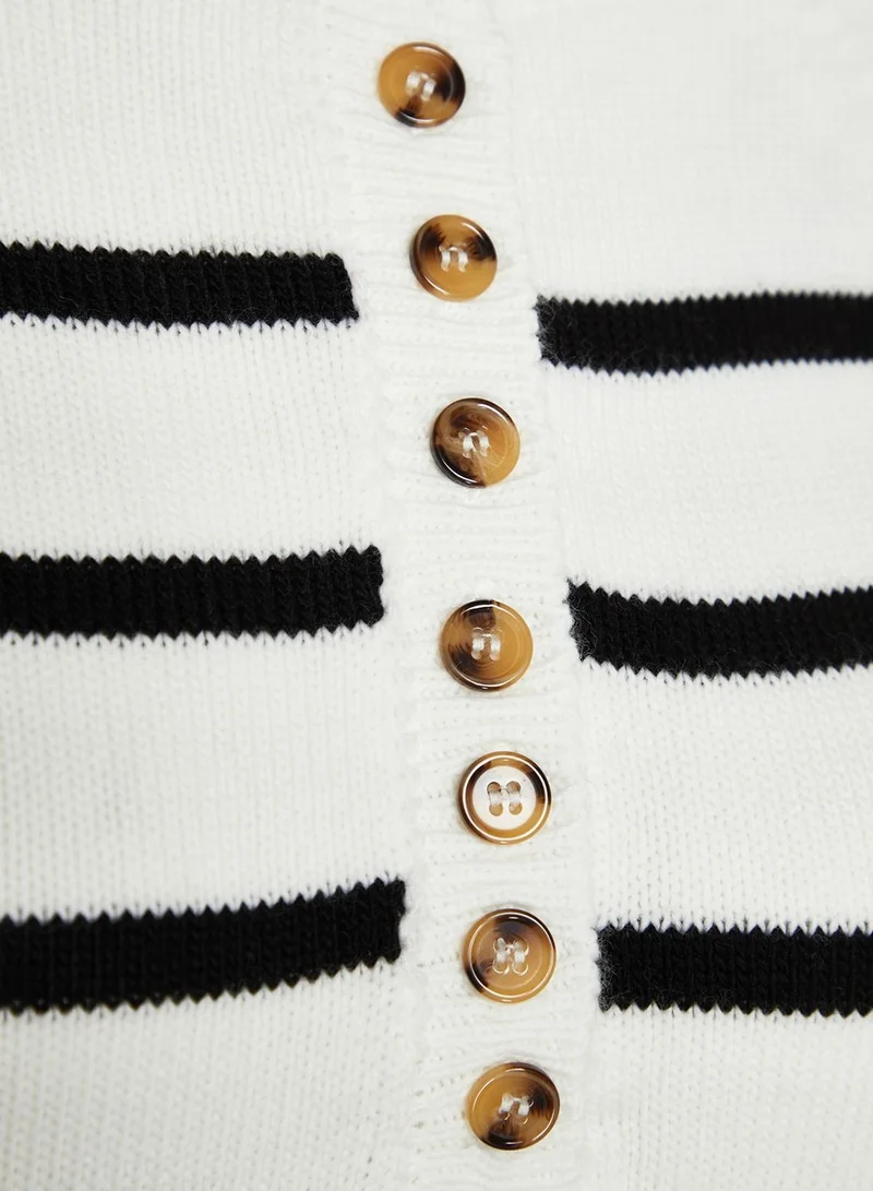 trendyol Buttoned Neck Striped Sweater