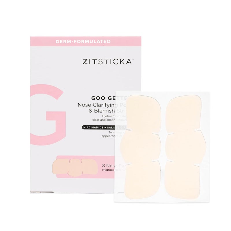 ZitSticka Pimple Patches for Face and Body, Goo Getter Hydrocolloid Patches to Cover Zits & Blemishes, Acne Patches or Zit Spot Stickers, Body Blemish Patch (Nose Strip Pack 8 Pack) - Image 1