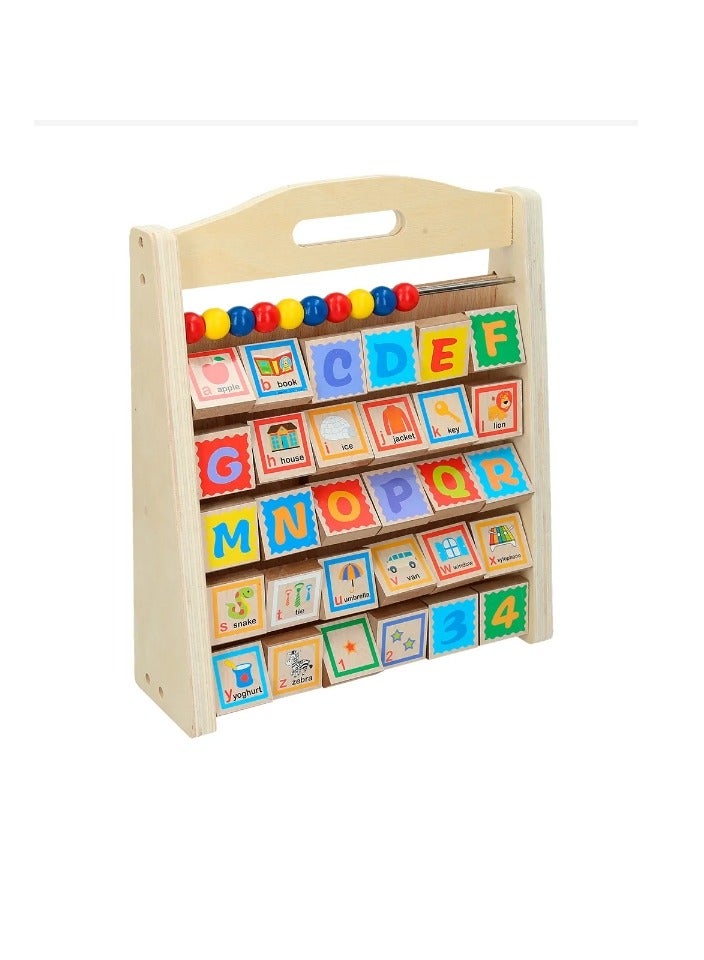 Wooden  Toys Activity Centre Triangle Toys Alphabet Blocks Abacus Clock Activity Cube for Toddlers 5 in 1 Activity Toys for Babies Montessori Learning-Wooden Toys for Kids - Image 1